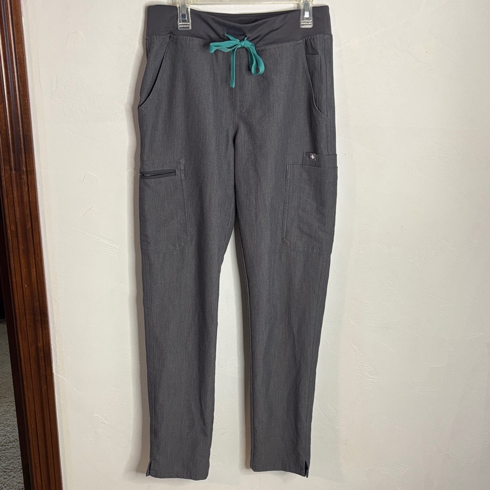 Figs Women's Gray Pants with Teal Drawstring Size S/T